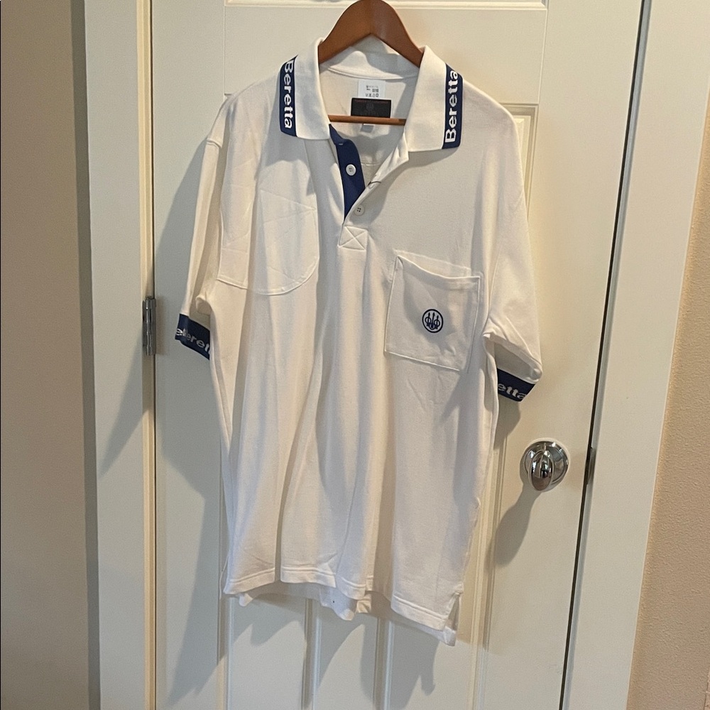 Beretta White Polo Shirt with Navy Accents